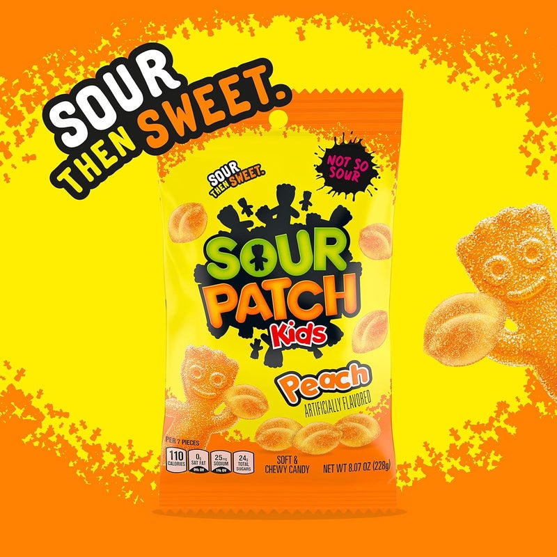 SOUR PATCH KIDS Peach Soft and Chewy Candy, 8.07 oz Bag - Image 4